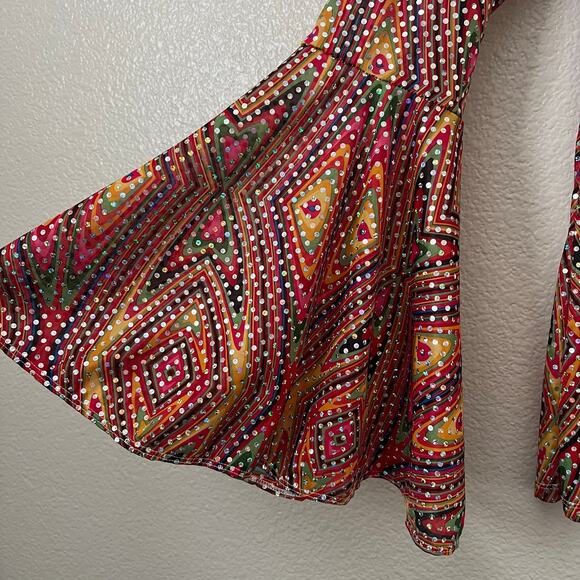 California Costumes Women's 1970s Disco Costume  Sequin Top Bell Bottom Pants - Picture 8 of 12
